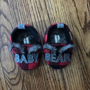 Baby Bear Plaid Kids Shoes - Red and Black